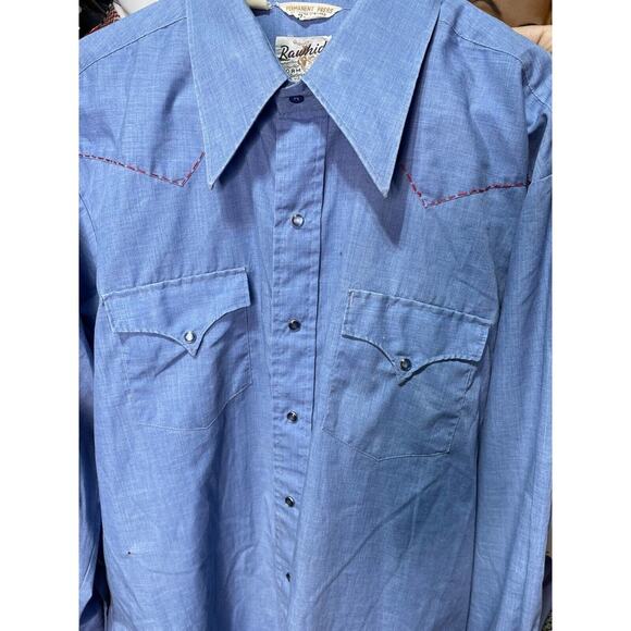 Vintage RAWHIDE Form Fitted Western Button Up Men's‎ Shirt Size XL 24 x 33 - Picture 2 of 8